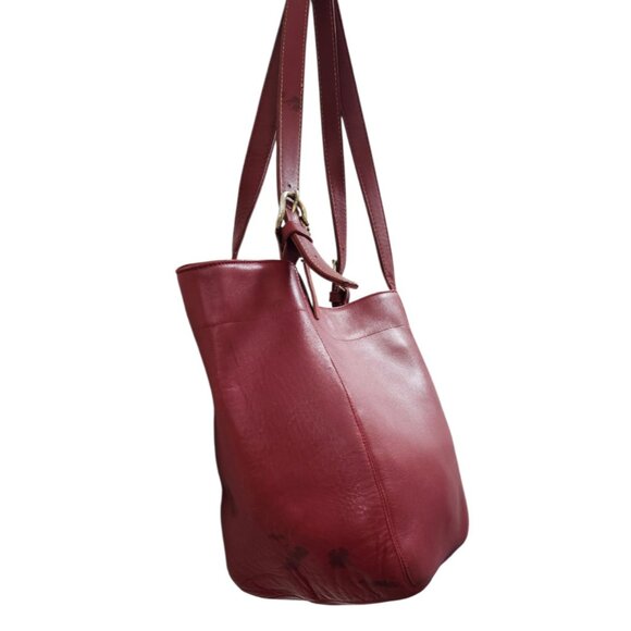 Vintage Coach Leather Tote Bag Burgundy Red USA Made Shopper Shoulder Bag - Picture 6 of 16
